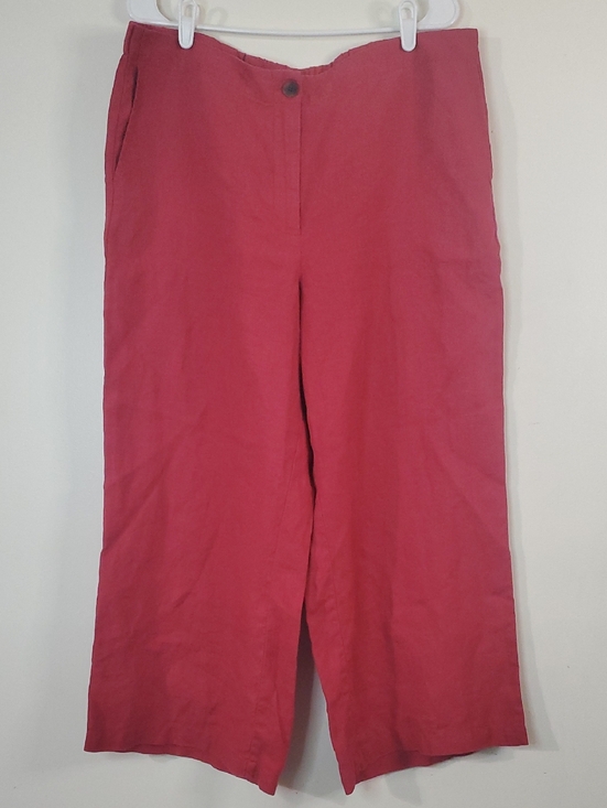 J. Jill Pants - J.Jill Love Linen Wide-Leg Crop Pants Size Large Red Pink Resortwear Summer